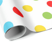 Heldergele groene blauwe en rode pokadots cadeaupapier (Rol Hoek)