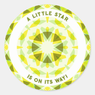 Heldergele groene ster Geslacht onthullen Baby sho Ronde Sticker