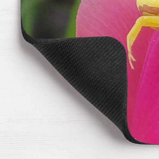 Heldergele Krab Spider Roze Tulp Jouw naam Muismat (Hoek)