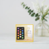 Heldergele kunstenaar / tutor / opvoeder kunstlera vierkante visitekaartje (Staand voorkant)