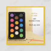 Heldergele kunstenaar / tutor / opvoeder kunstlera vierkante visitekaartje (Voorkant)