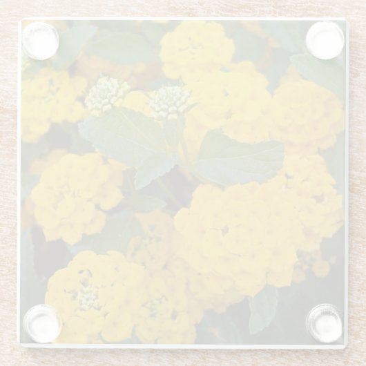 Heldergele Lantana Flower Blooms Cheerful Glazen Onderzetter (Achterkant)