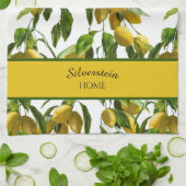 Heldergele ledematen en groene bladeren theedoek (Gevouwen)