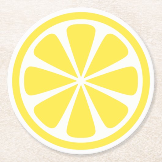 Heldergele leemon Slice Round Paper-Onderzetter Ronde Kartonnen Onderzetter (Voorkant)