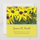 Heldergele maisy floral graduparty kaart (Achterkant)