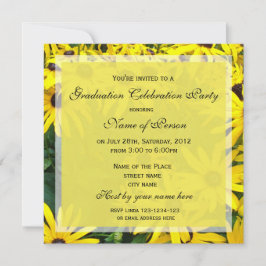 Heldergele maisy floral graduparty kaart