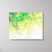 Heldergele Mimosa Waterverf Bloemenschilderij Canvas Afdruk (Voorkant)