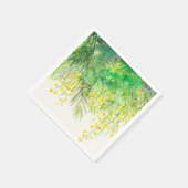 Heldergele Mimosa Waterverf Bloemenschilderij Servet (Hoek)