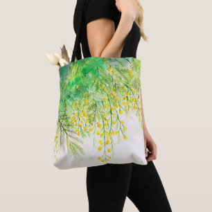 Heldergele Mimosa Waterverf Bloemenschilderij Tote Bag