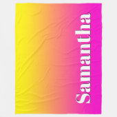 Heldergele neonroze gradiënt fleece deken (Voorkant)