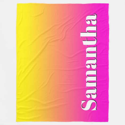 Heldergele neonroze gradiënt fleece deken (Voorkant)