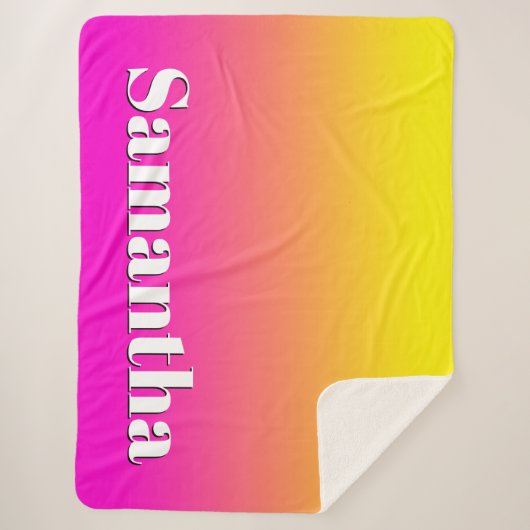 Heldergele neonroze gradiënt sherpa deken (Voorkant)