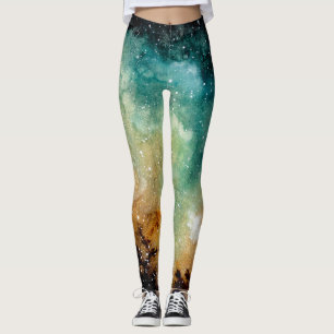 Heldergele nevel, waterverf donkere lucht. leggings