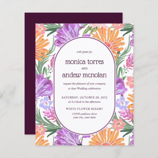 Heldergele Oranje groene Florals Spring Wedding (Voorkant / Achterkant)