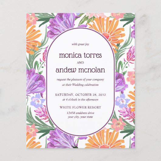 Heldergele Oranje groene Florals Spring Wedding (Voorkant)