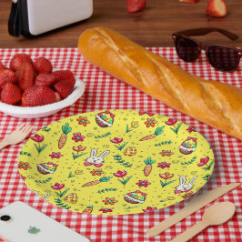 Heldergele paaspapierpapieren Borden Papieren Bordje