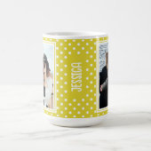 Heldergele Polka Dot Custom 2 foto en naam Koffiemok (Center)