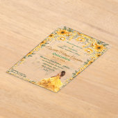 Heldergele Quinceañera Floral Design Acryl Uitnodigingen (Laagn)