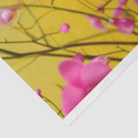 Heldergele roze bloemenvogelkooi Pet decoupage Tissuepapier (Detail)