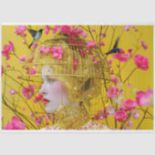 Heldergele roze bloemenvogelkooi Pet decoupage Tissuepapier (Voorkant)