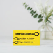 Heldergele stekker bedrading visitekaartje (Staand voorkant)