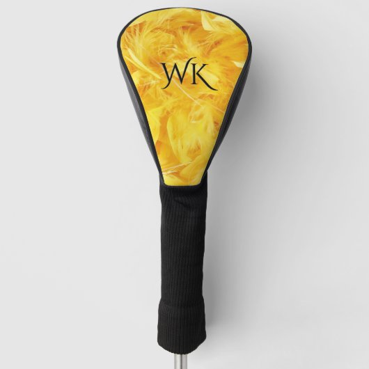 Heldergele veren Initialen Golfheadcover (Voorkant)