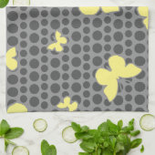 Heldergele vlinders op grijs theedoek (Gevouwen)