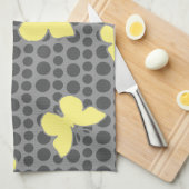 Heldergele vlinders op grijs theedoek (Quarter Fold)
