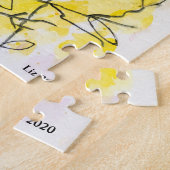 Heldergele Waterverf bloemen Legpuzzel (Zijkant)