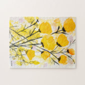 Heldergele Waterverf bloemen Legpuzzel (Horizontaal)