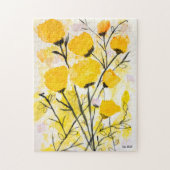 Heldergele Waterverf bloemen Legpuzzel (Verticaal)