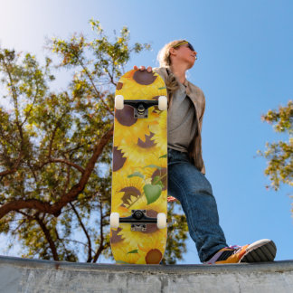 Heldergele Waterverf Zonnebloem Persoonlijk Skateboard