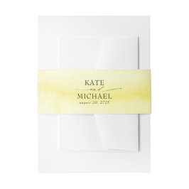 Heldergele Waterverven Modern Uitnodigingen Wikkel