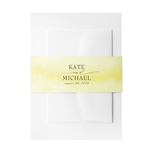 Heldergele Waterverven Modern Uitnodigingen Wikkel (Voorkant Voorbeeld)