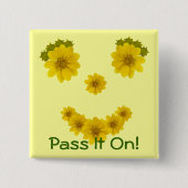 Heldergele WildFlower Smile Vierkante Button 5,1 Cm (Voorkant)