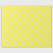 Heldergele witte polka stippen cadeaupapier (Vlak)