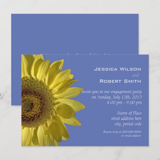 Heldergele zomer zonnebloem verlovingsfeest kaart (Voorkant / Achterkant)
