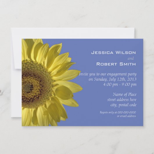 Heldergele zomer zonnebloem verlovingsfeest kaart (Voorkant)