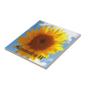 Heldergele Zonnebloem Blauwe Sky gepersonaliseerde Tegeltje (Zijkant)