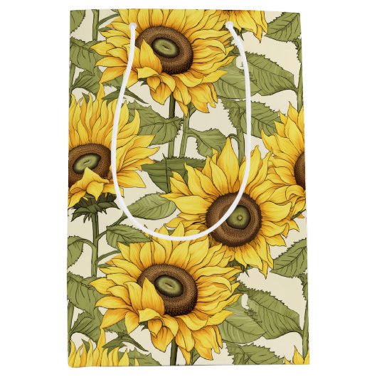 Heldergele Zonnebloem Gift Bag Medium Cadeauzakje (Voorkant)