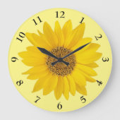 Heldergele zonnebloem op lichtgeel grote klok (Voorkant)