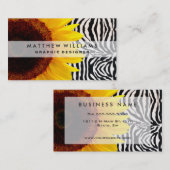 Heldergele zonnebloem op Zebra Print Stripes Visitekaartje (Voorkant / Achterkant)