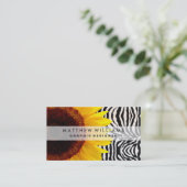 Heldergele zonnebloem op Zebra Print Stripes Visitekaartje (Staand voorkant)