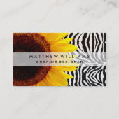 Heldergele zonnebloem op Zebra Print Stripes Visitekaartje (Voorkant)