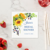 Heldergele zonnebloem rustieke bruidsshower papier servet (Insitu)