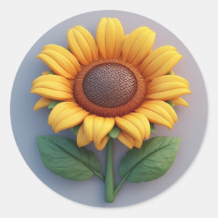 Heldergele Zonnebloem Sculptuur Ronde Sticker