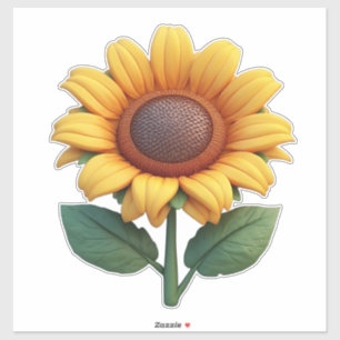 Heldergele Zonnebloem Sculptuur Sticker