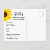 Heldergele Zonnebloem Verandering van Adres Aankondigingskaart (Achterkant)