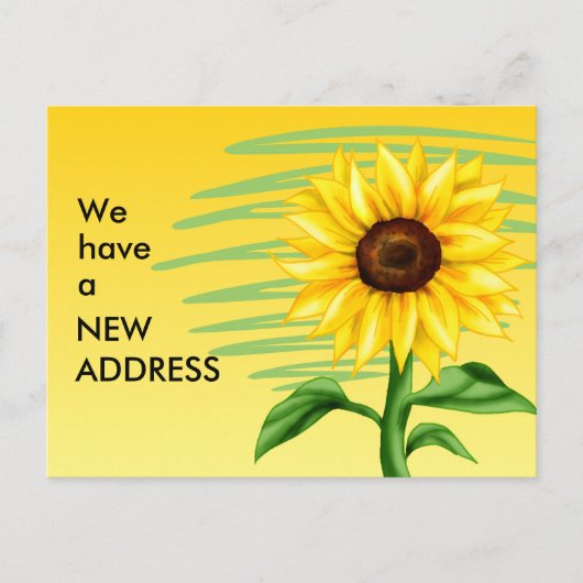 Heldergele Zonnebloem Verandering van Adres Aankondigingskaart (Voorkant)
