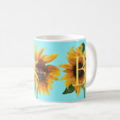 Heldergele Zonnebloemen Botanische Waterverf Mok (Voorkant rechts)
